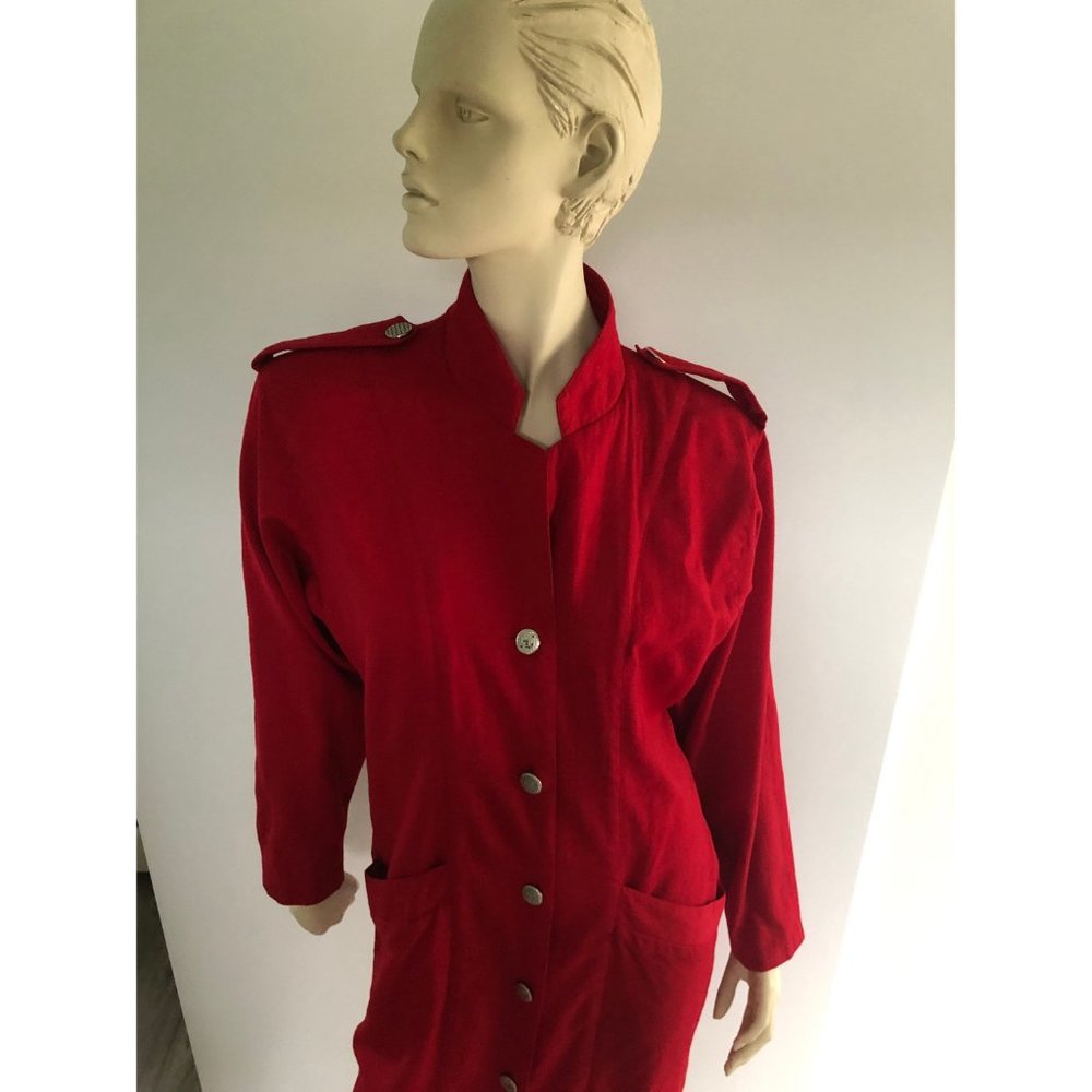 1980s Red Dress, Vintage Holt Renfrew Solid Red Dress